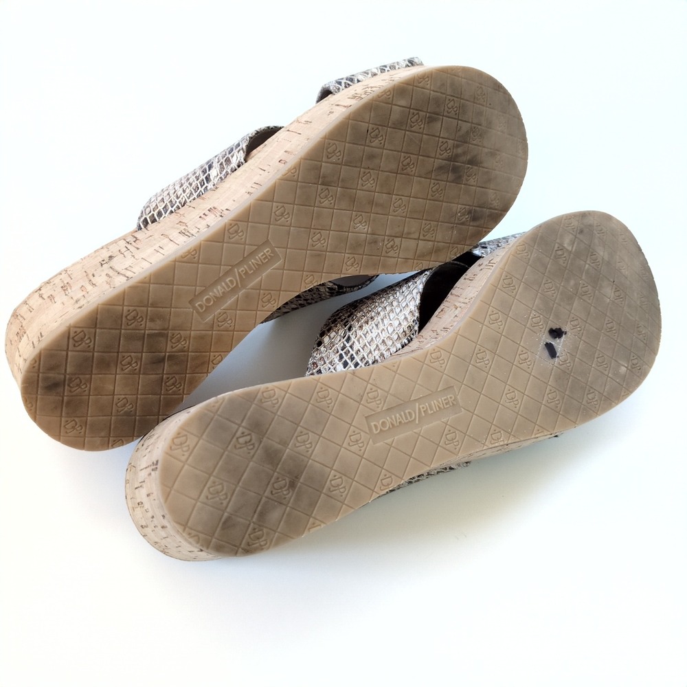 Donald J Pliner Savee Wedge Sandals Snakeskin Cork Platform Slides 11M Neutral - Picture 6 of 8